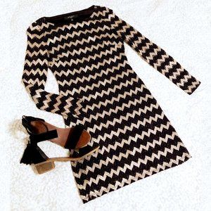 Black and Gold Zig-Zag Mini Dress - SIZE 2